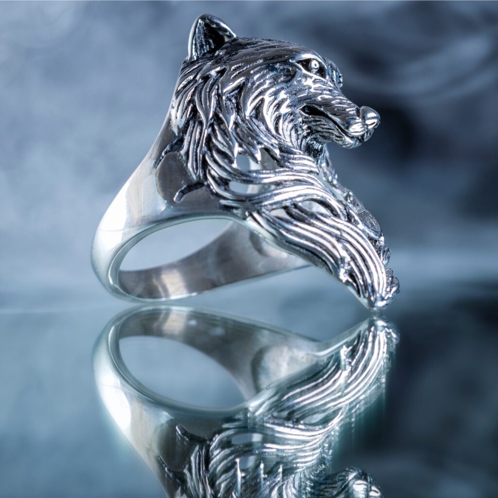wolf ring kraag stainless steel