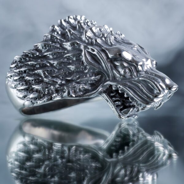 stainless steel wolf ring